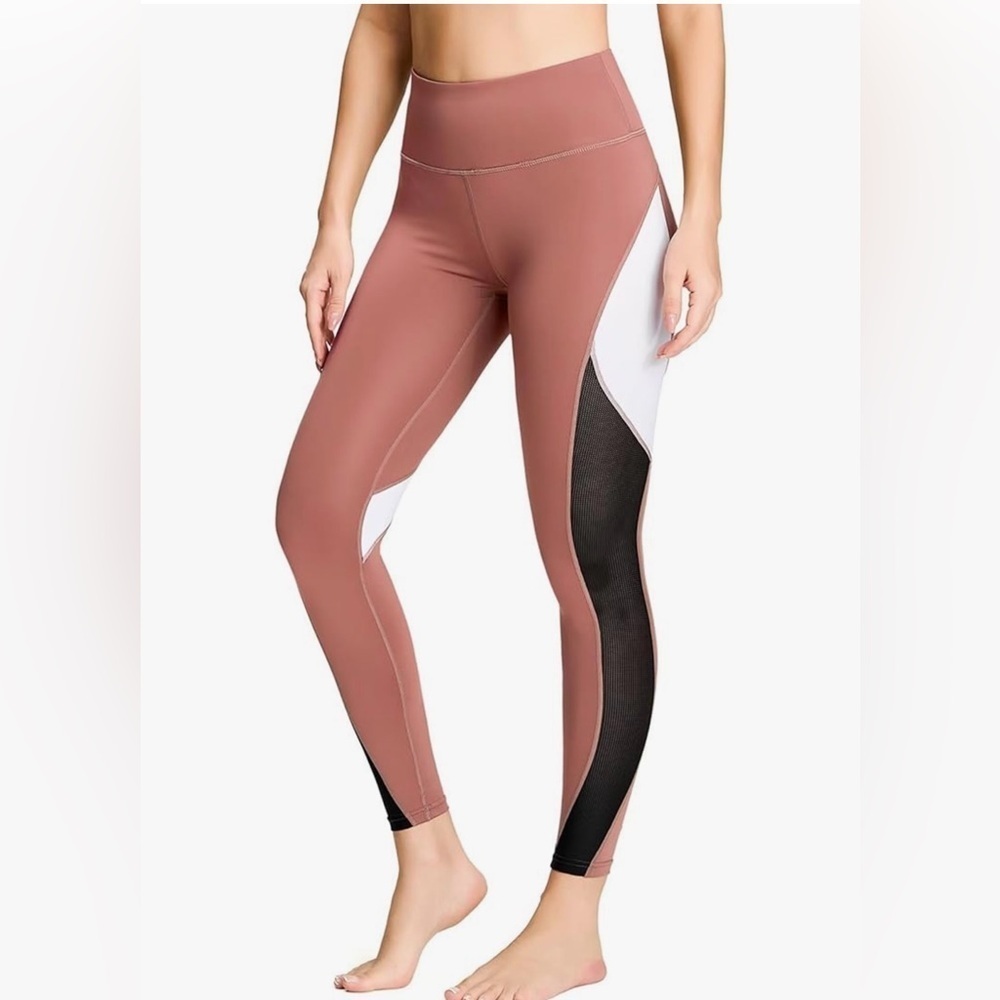 QUEENIEKE COLOR BLOCKING MESH RUNNING LEGGINGS Begonia Pink XXL EUC